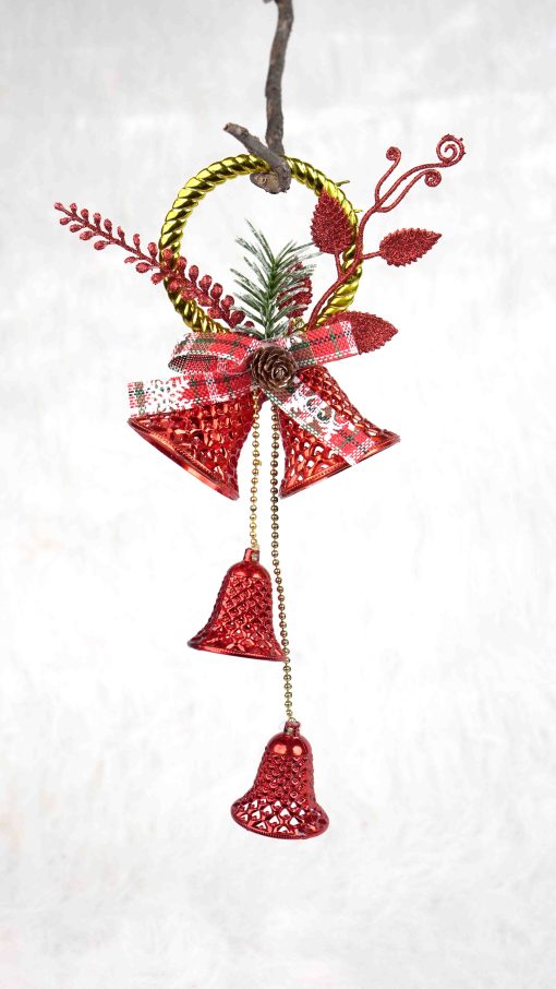 red christmas bells hanging ornament