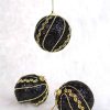 black glitter baubles