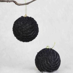 glittery black baubles