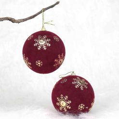 wine red velvet baubles