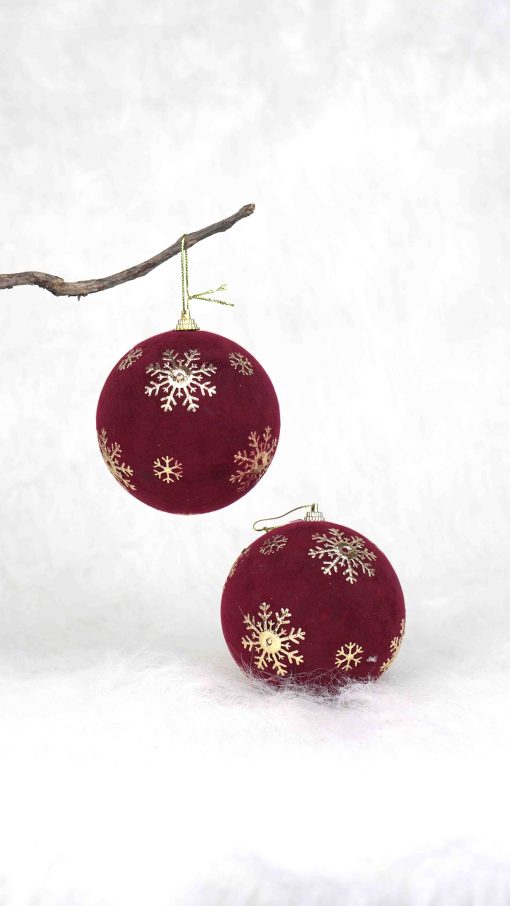 wine red velvet baubles